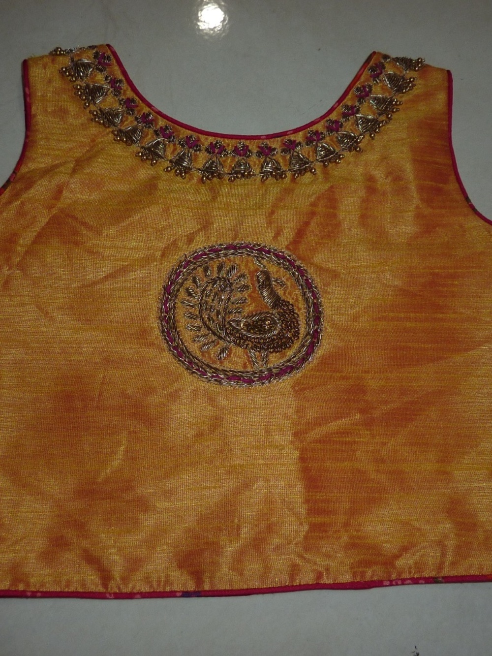 Indian SILK Choli Saree Blouse Peacock AARI Embroidered Bollywood Crop Top XS S